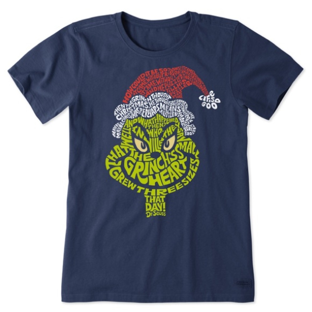 NWT LIFE IS GOOD WOMEN'S WORDY GRINCH CRUSHER TEE